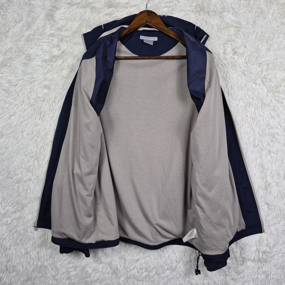 Nike Mens Windbreaker‎ Jacket Navy Blue Full Zip Lined Track Jacket 2XL